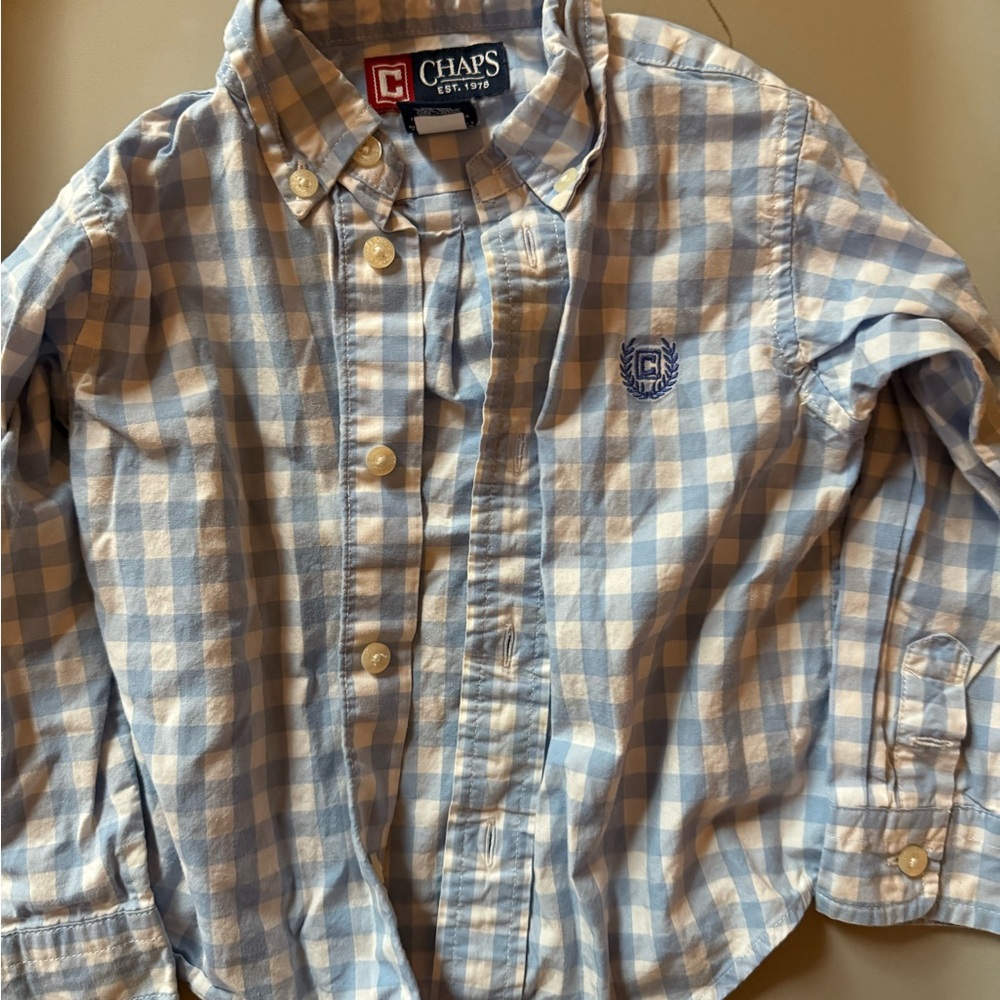 Chaps Light Blue Plaid Toddler Button-Down Shirt